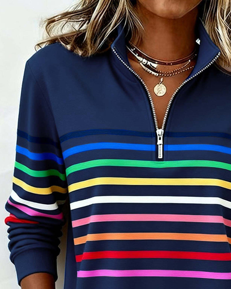 Emily | Rainbow Striped Sweatshirt