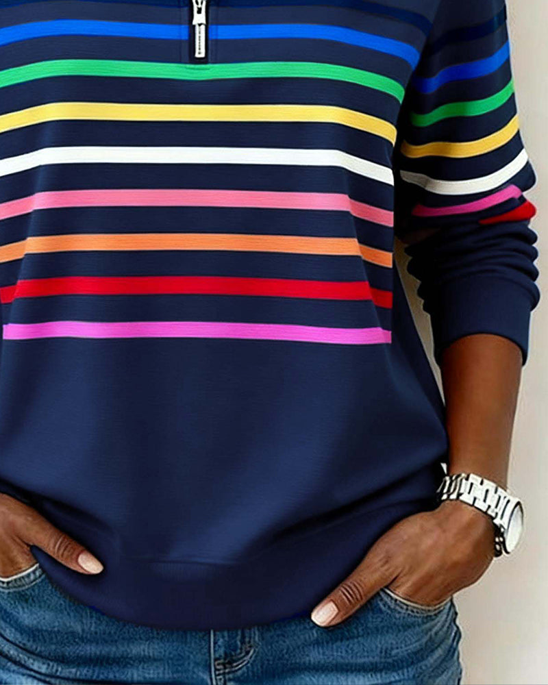 Emily | Rainbow Striped Sweatshirt