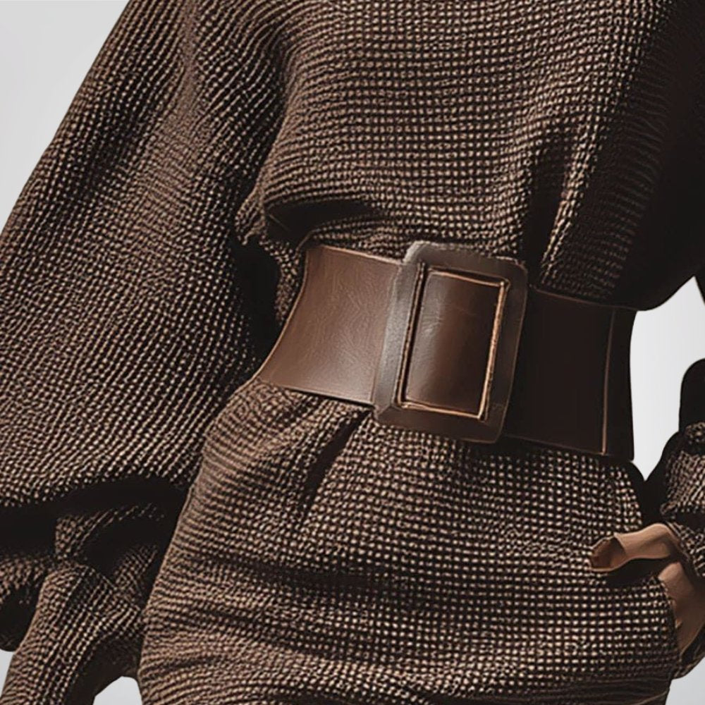 CLÉA | Short Knit Dress with Structured Belt