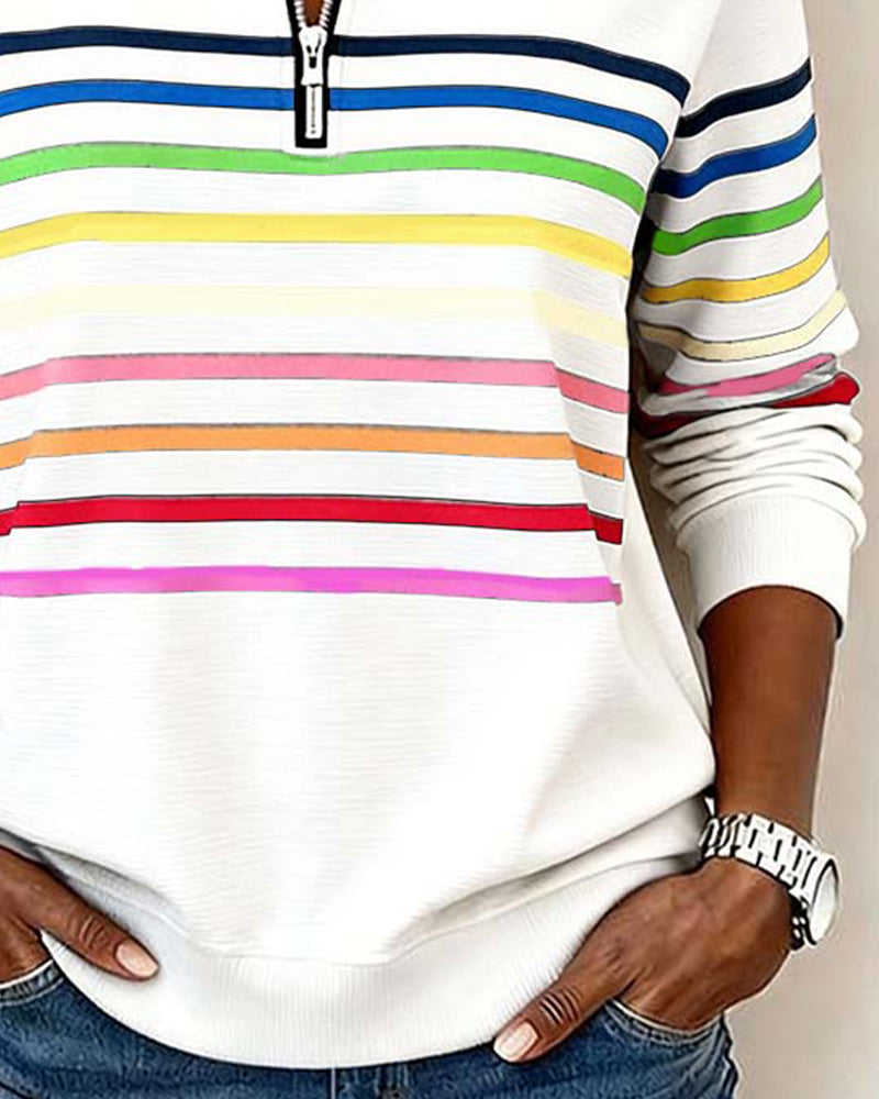 Emily | Rainbow Striped Sweatshirt