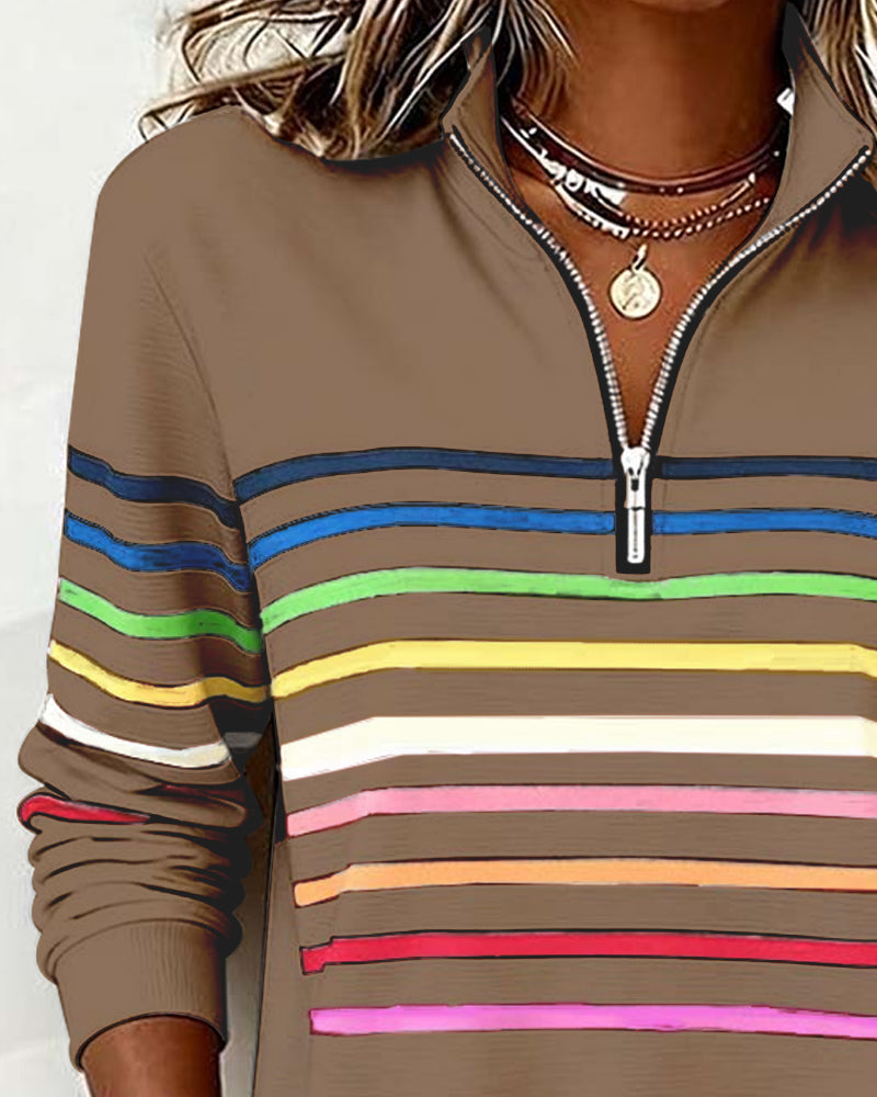 Emily | Rainbow Striped Sweatshirt