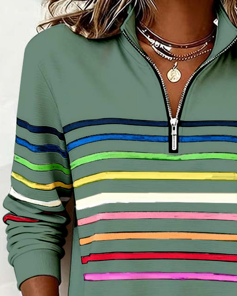 Emily | Rainbow Striped Sweatshirt