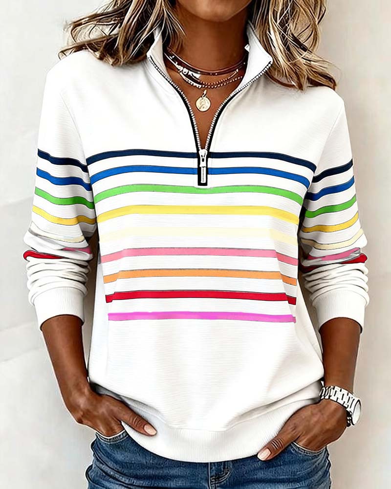 Emily | Rainbow Striped Sweatshirt