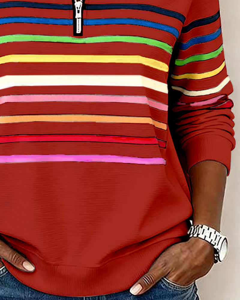 Emily | Rainbow Striped Sweatshirt