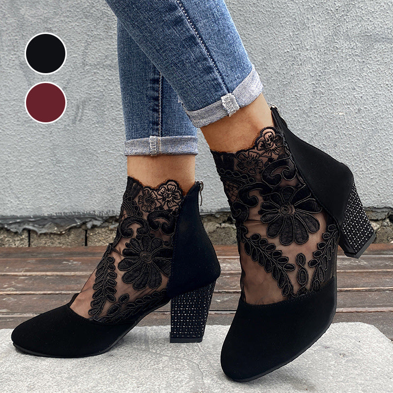 JOLIEâ„¢ - Chic Lace Heeled Boots