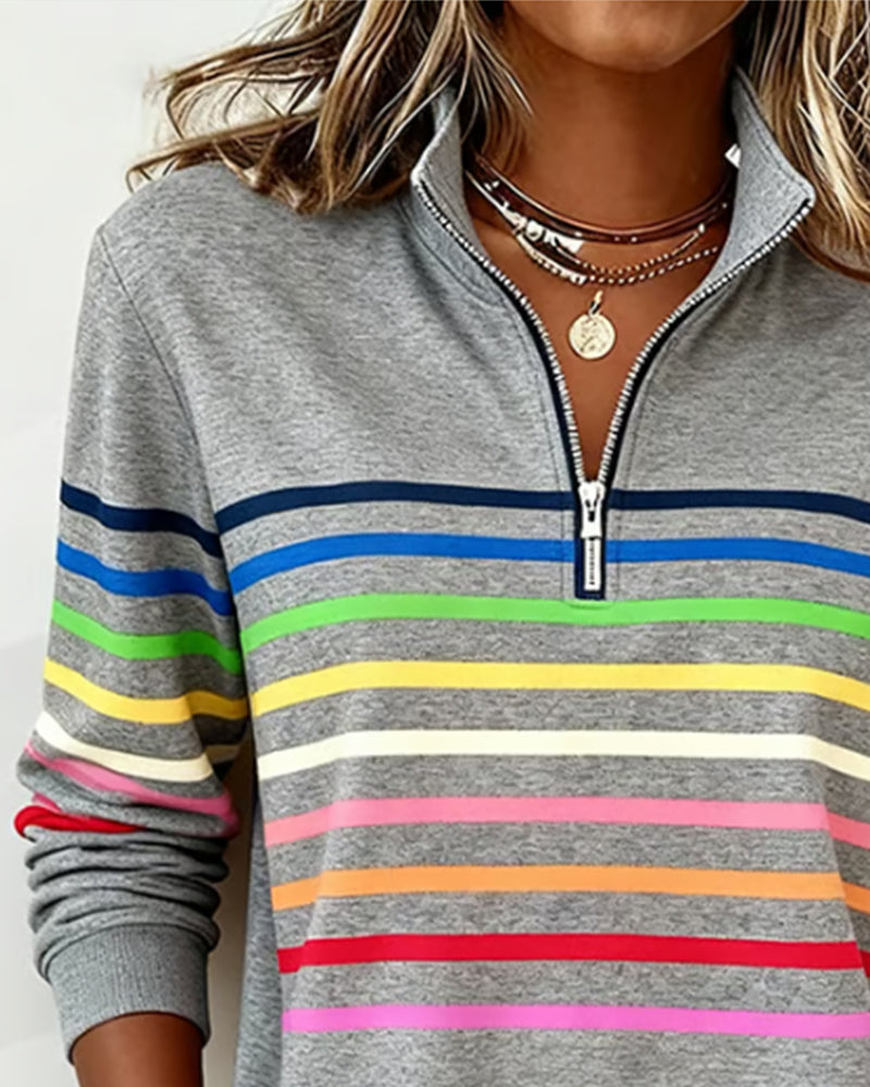 Emily | Rainbow Striped Sweatshirt