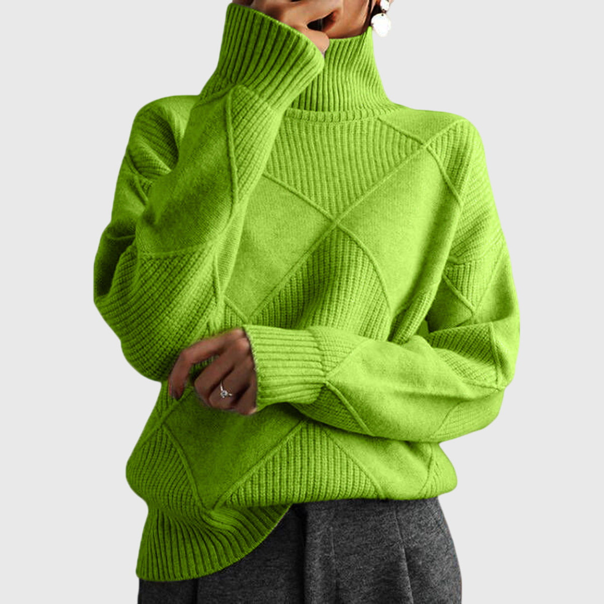 Angela | Modern Geometric Turtleneck Sweater