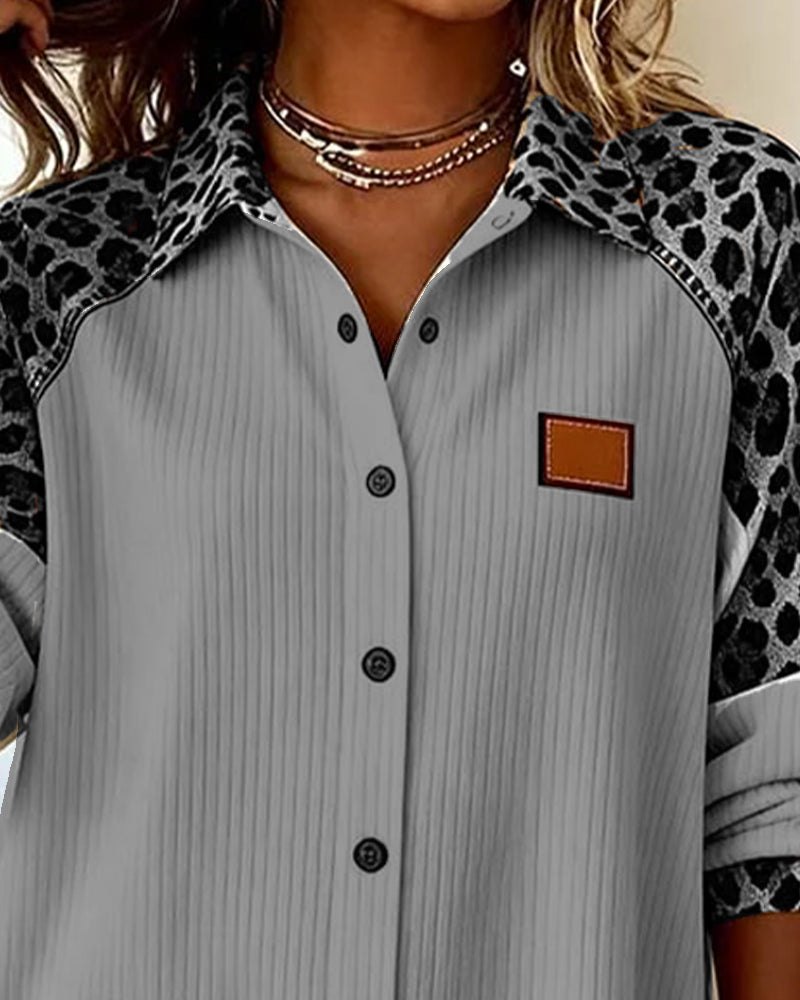 Sabrina - Bold Leopard Print Button-Down Shirt