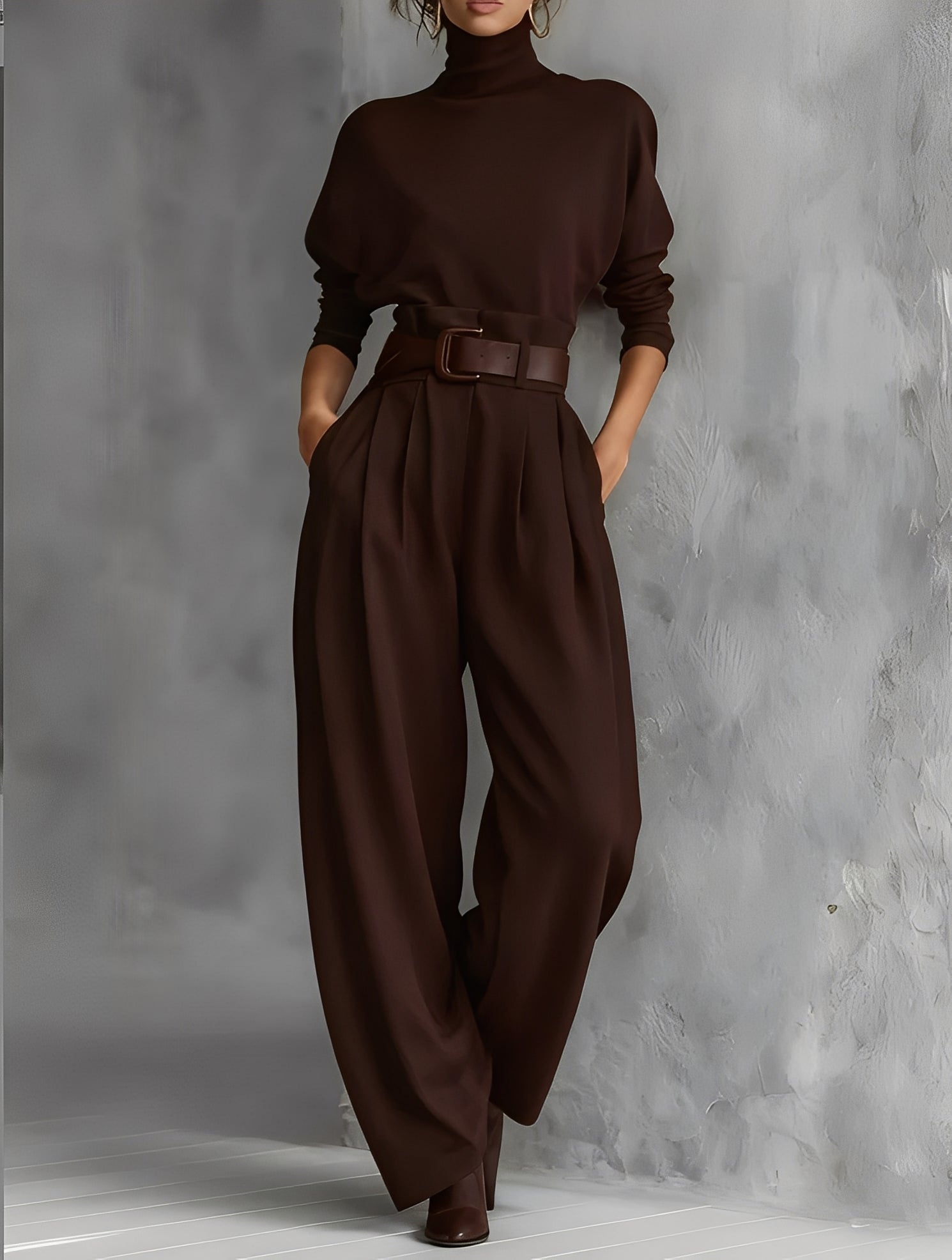 Evelyn | Turtleneck Top & Straight-Leg Pants Set
