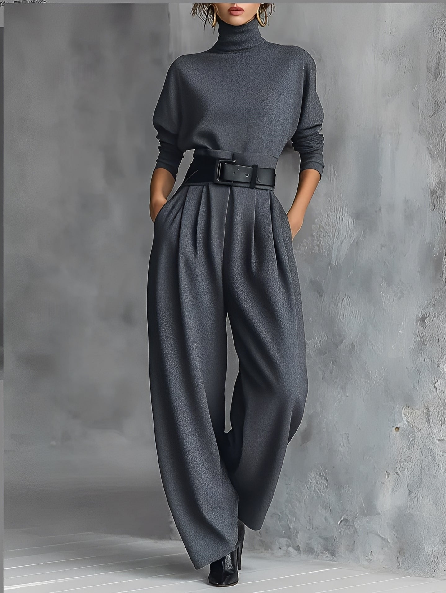 Evelyn | Turtleneck Top & Straight-Leg Pants Set