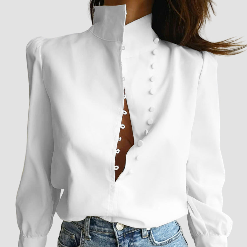 Chloe | Classy Button Front Long Sleeve Blouse