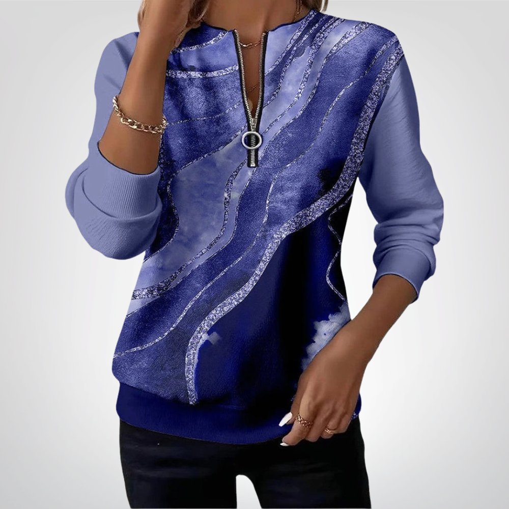 Victoria | Half-Zip Sweatshirt with Vintage Print