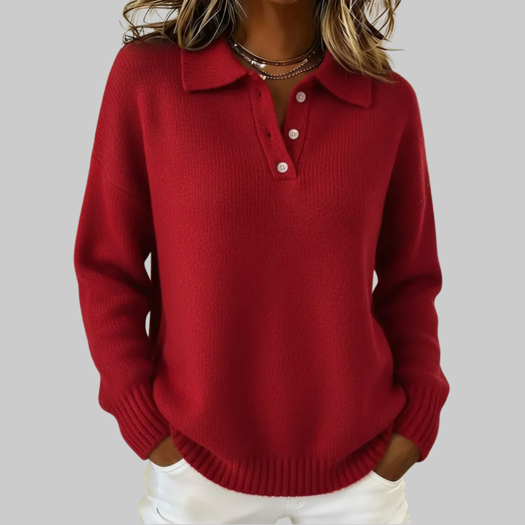 Olivia | Soft Knit Polo Sweater