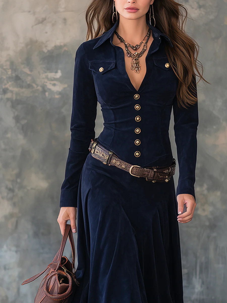 MILANA | Elegant Suede-Feel Maxi Dress