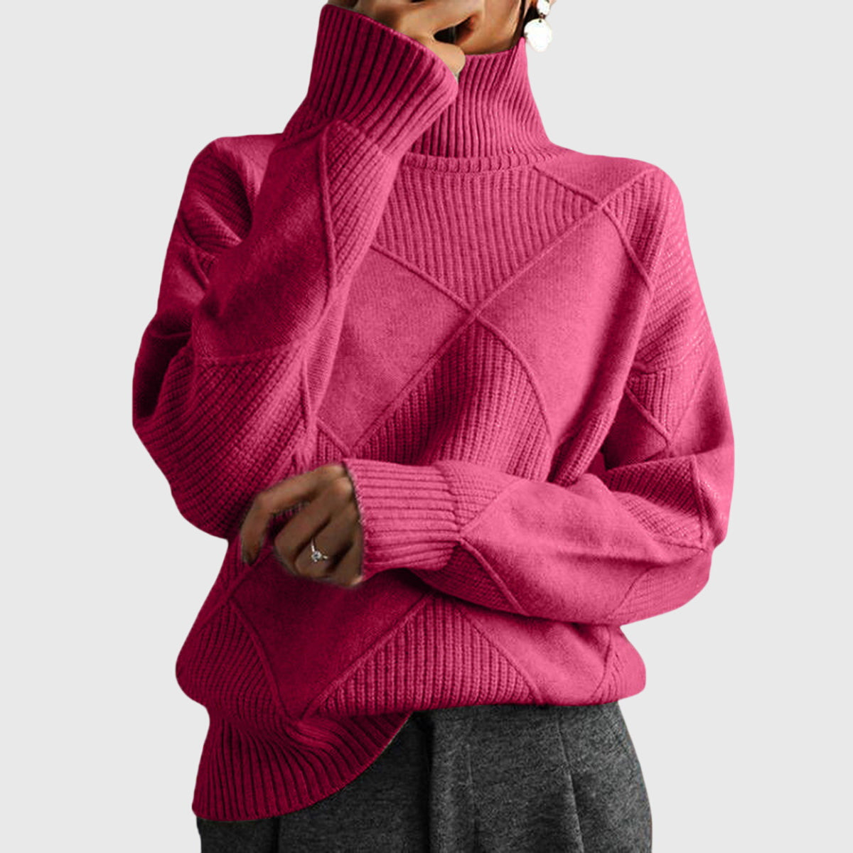 Angela | Modern Geometric Turtleneck Sweater