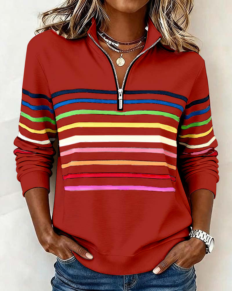 Emily | Rainbow Striped Sweatshirt