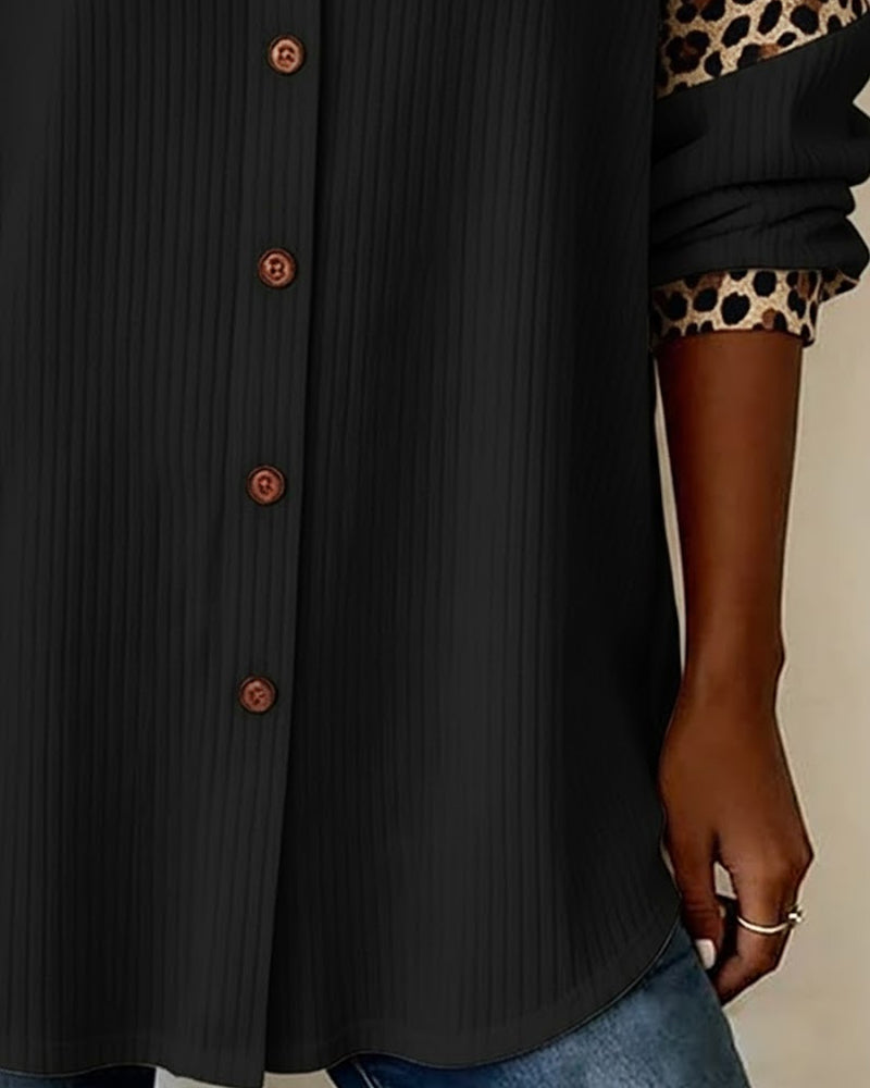 Sabrina - Bold Leopard Print Button-Down Shirt