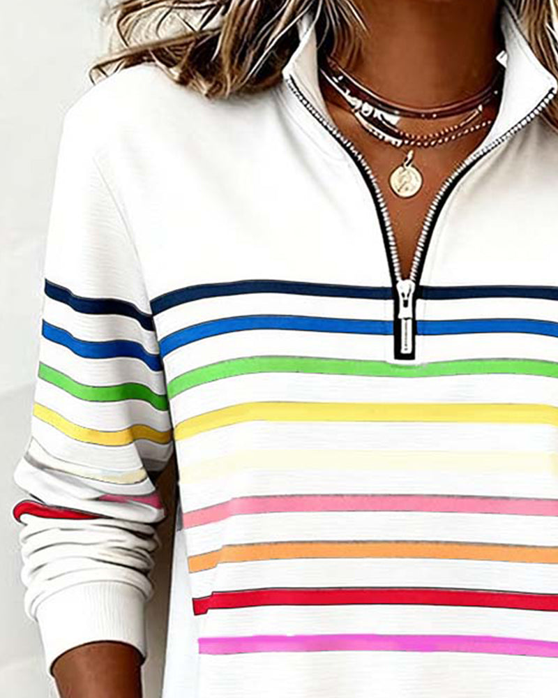 Emily | Rainbow Striped Sweatshirt