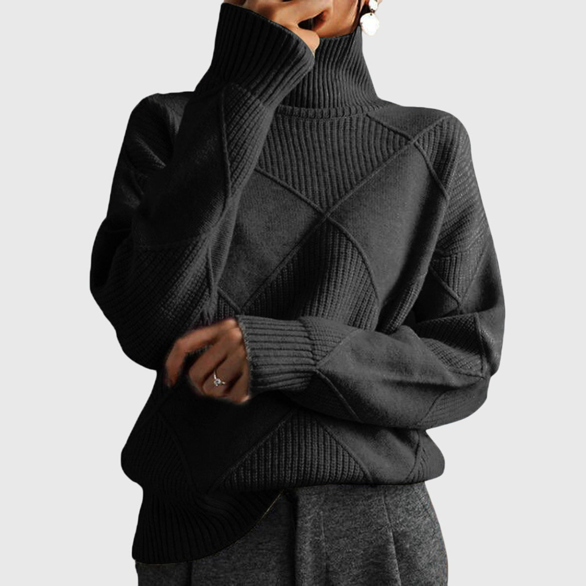 Angela | Modern Geometric Turtleneck Sweater