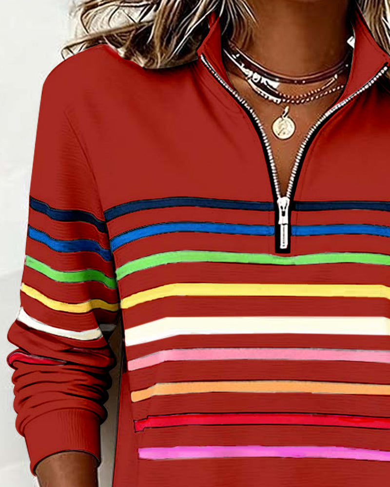 Emily | Rainbow Striped Sweatshirt