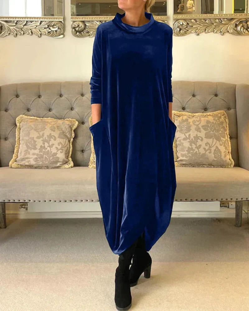 Janet | Elegant Velvet Winter Dress with Pockets