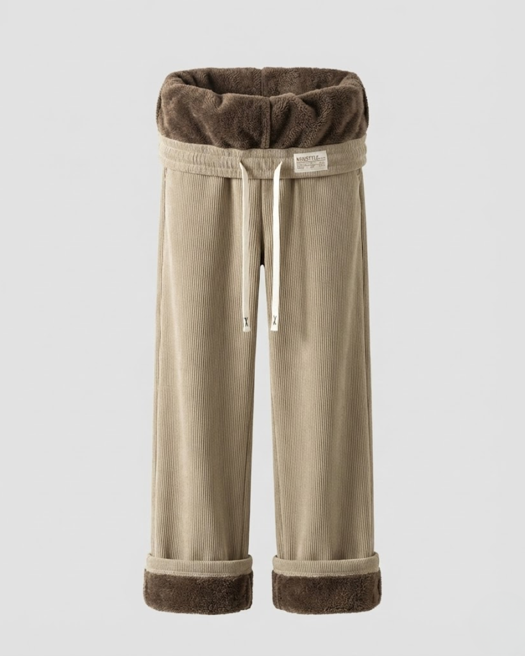 Cerelia | Fleece-Lined Corduroy Pants with High Rise & Elastic Waist
