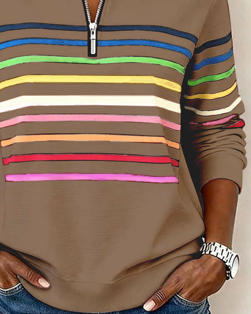 Emily | Rainbow Striped Sweatshirt