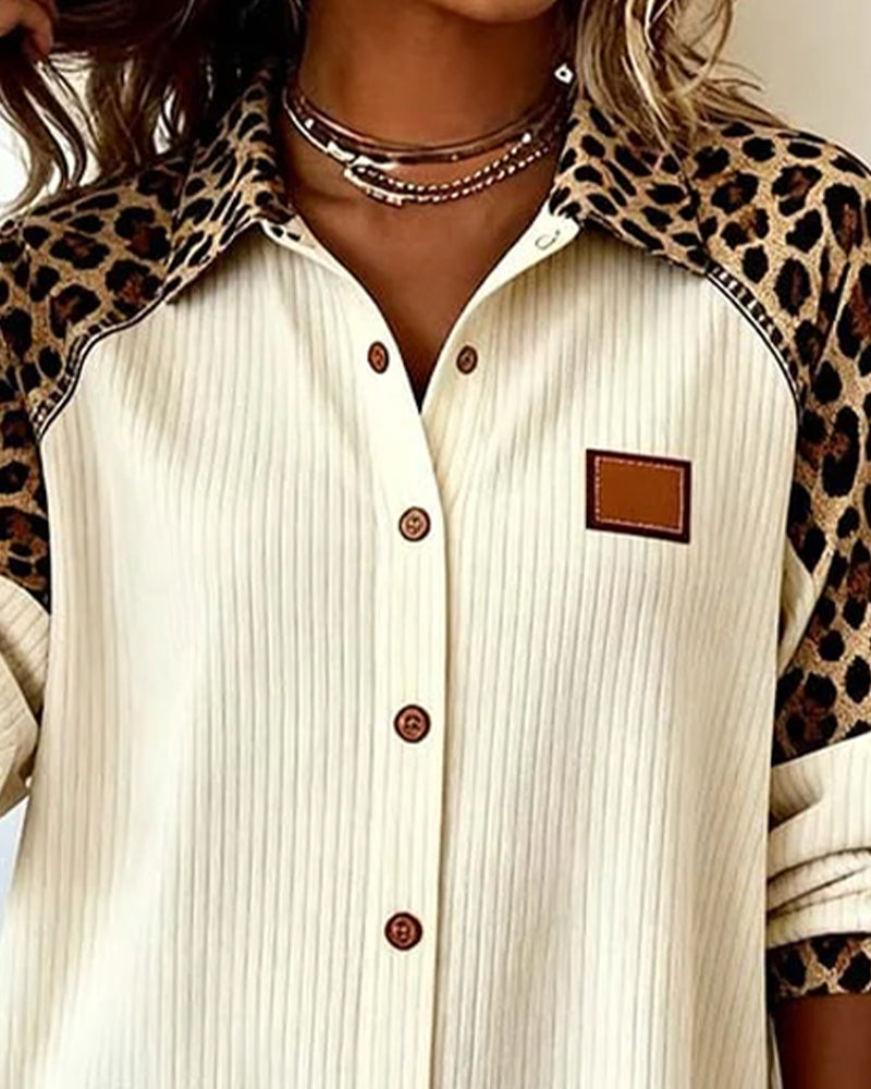 Sabrina - Bold Leopard Print Button-Down Shirt