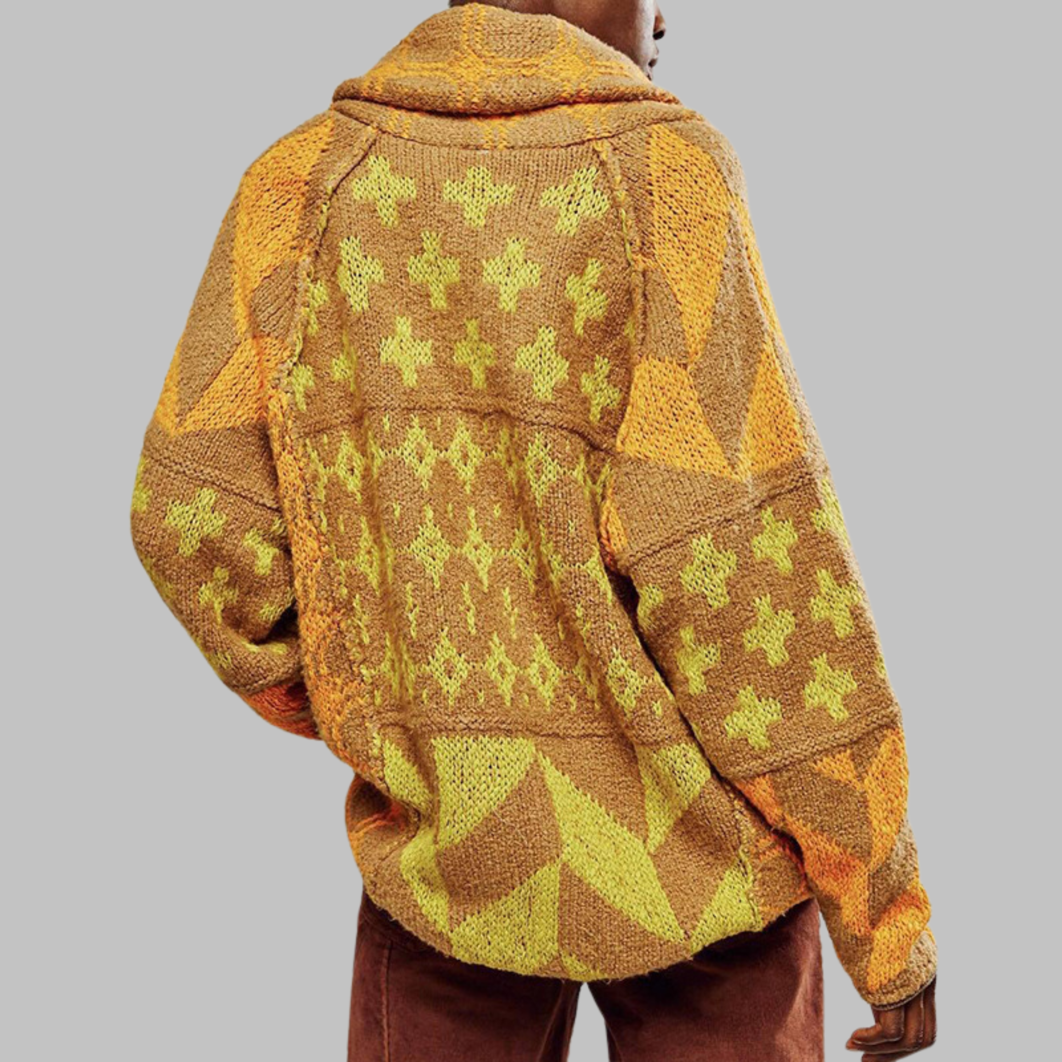 Portia - Vintage Button Down Collar Long Sleeve Oversized Cardigan