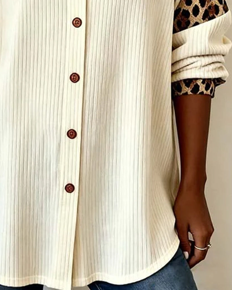 Sabrina - Bold Leopard Print Button-Down Shirt