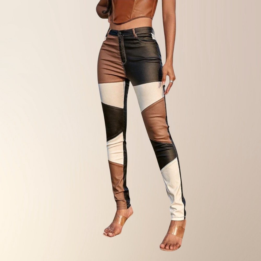 Calliope - Pants with Color Block Pattern