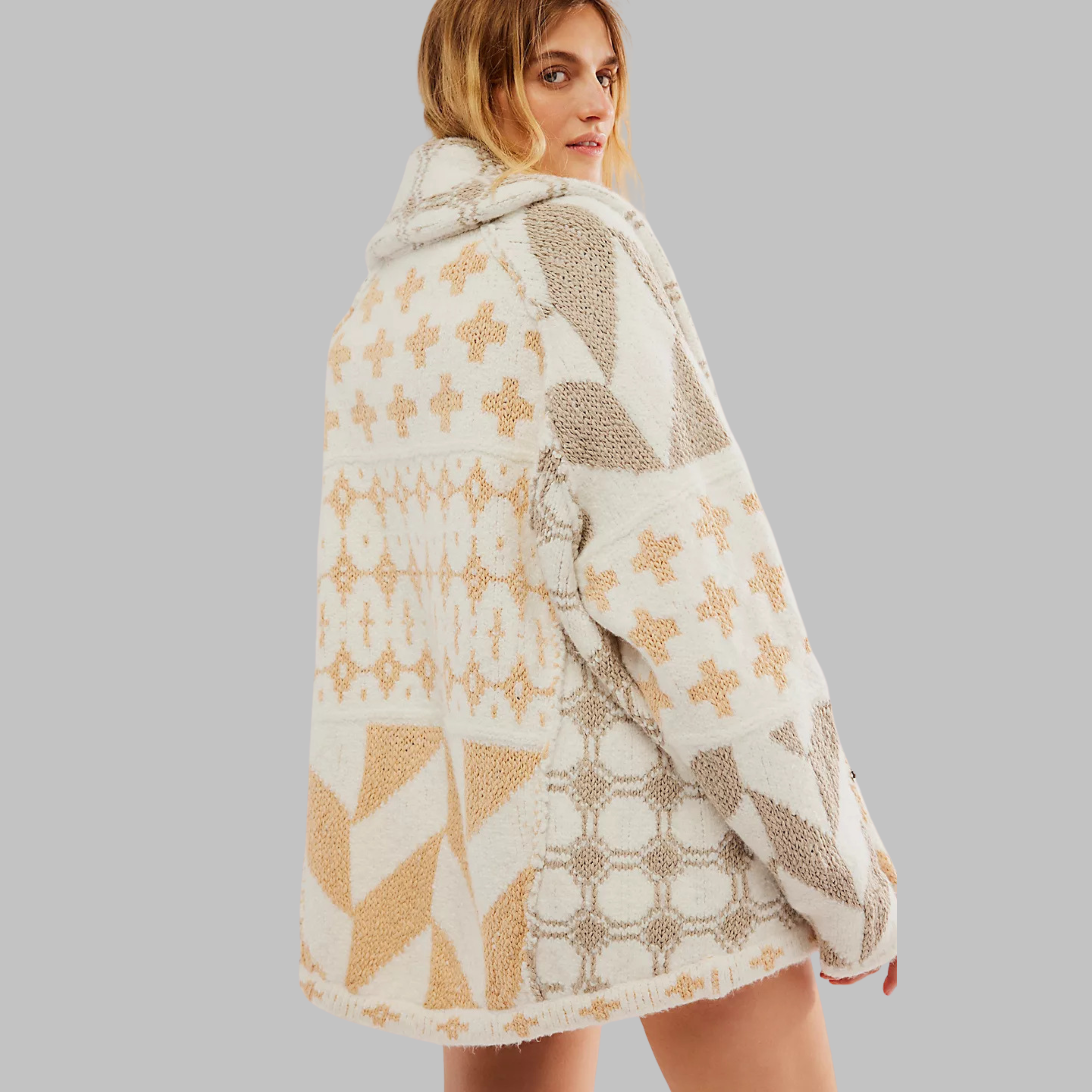 Portia - Vintage Button Down Collar Long Sleeve Oversized Cardigan