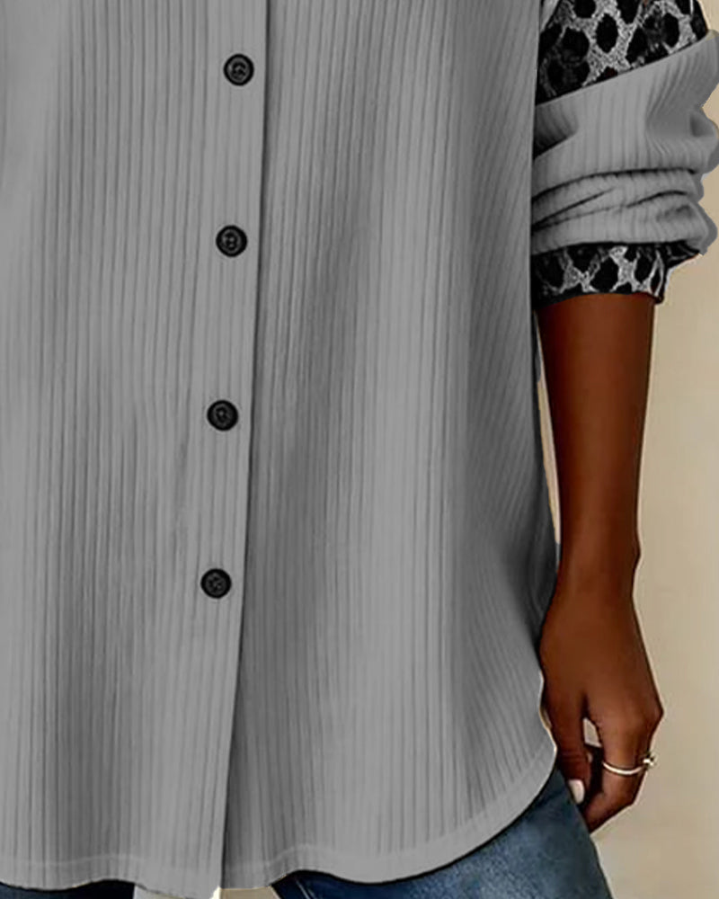 Sabrina - Bold Leopard Print Button-Down Shirt