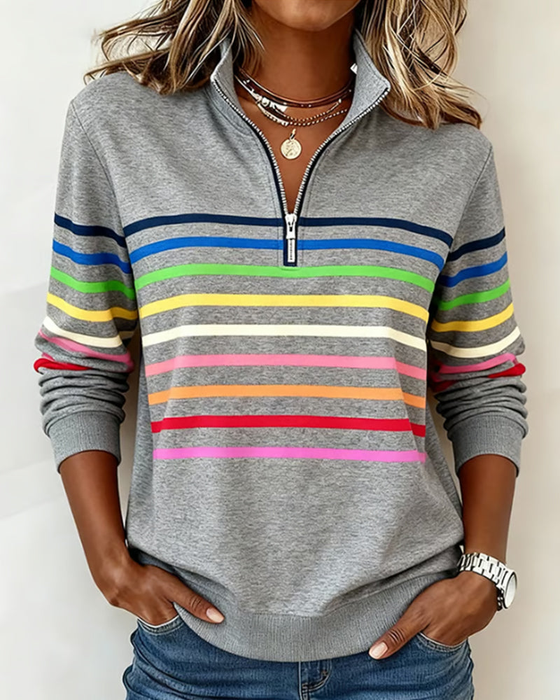 Emily | Rainbow Striped Sweatshirt