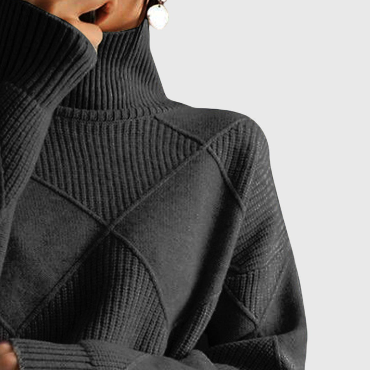 Angela | Modern Geometric Turtleneck Sweater