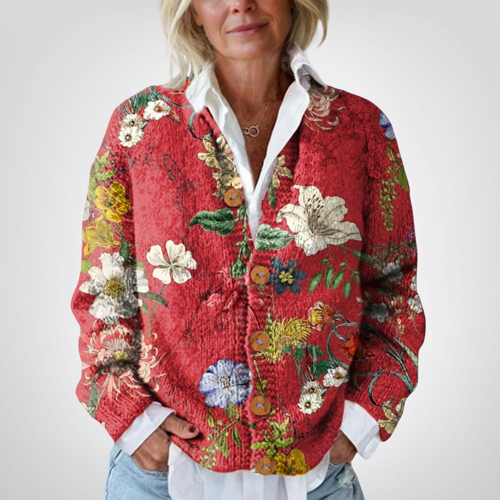 Women’s Vintage Floral Art Print Cardigan