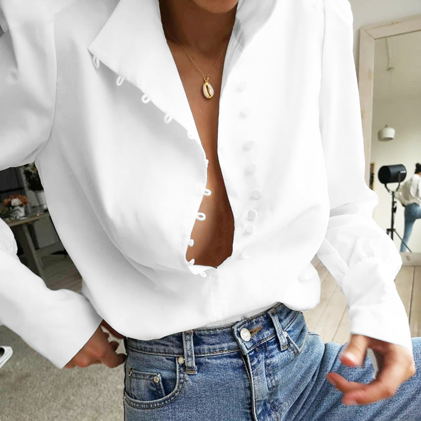 Chloe |  Classy Button Front Long Sleeve Blouse