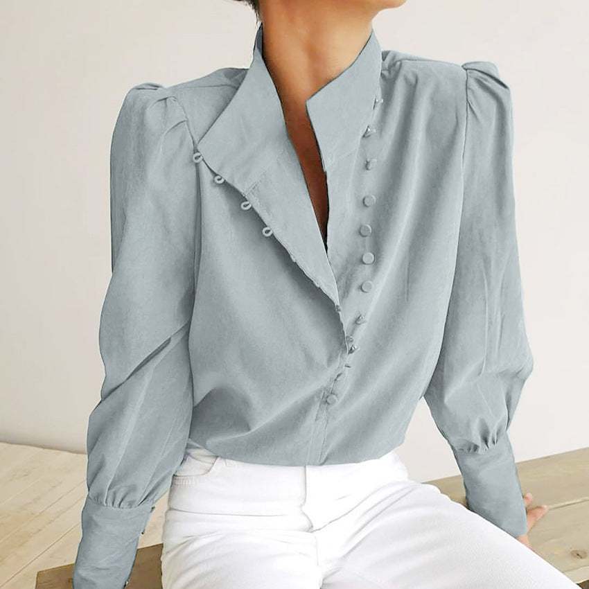 Chloe |  Classy Button Front Long Sleeve Blouse