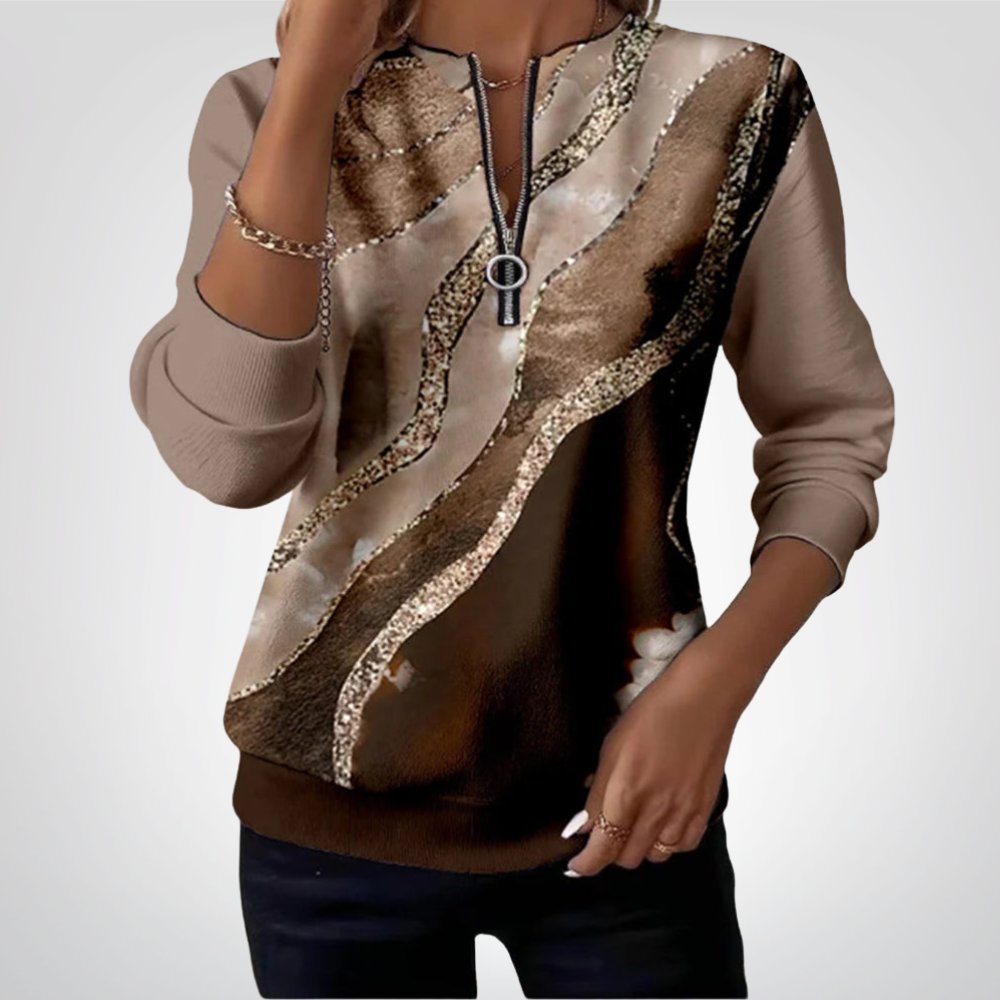 Victoria | Half-Zip Sweatshirt with Vintage Print