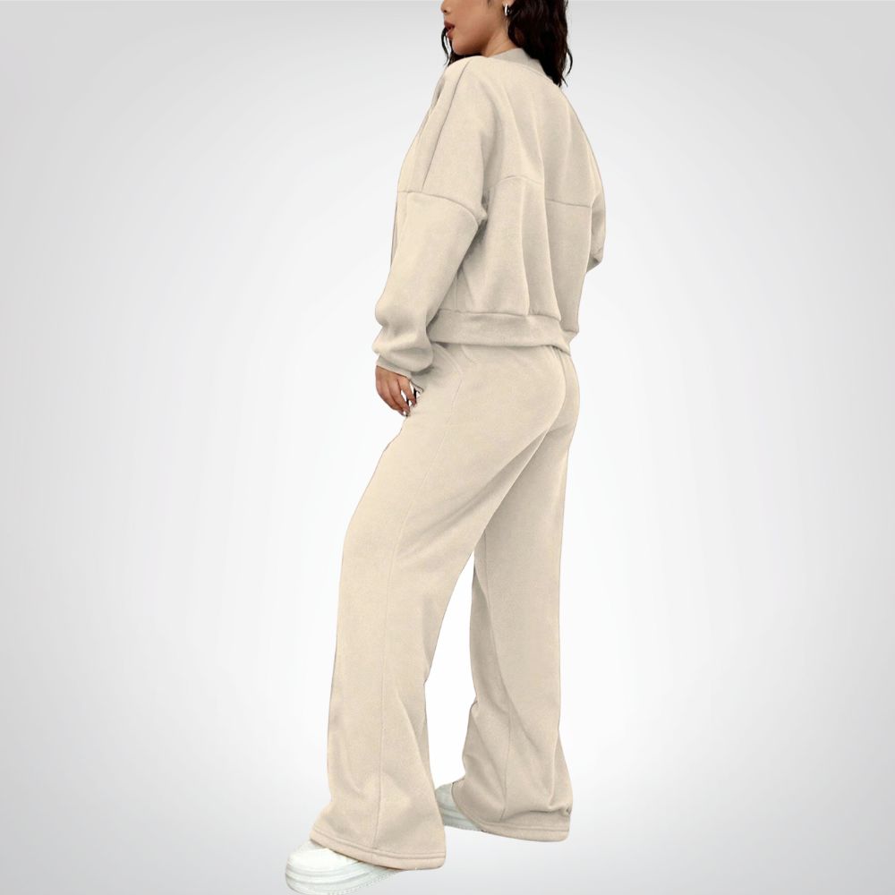Liora | Zip-up Collarless‌ Cardigan Pants Set