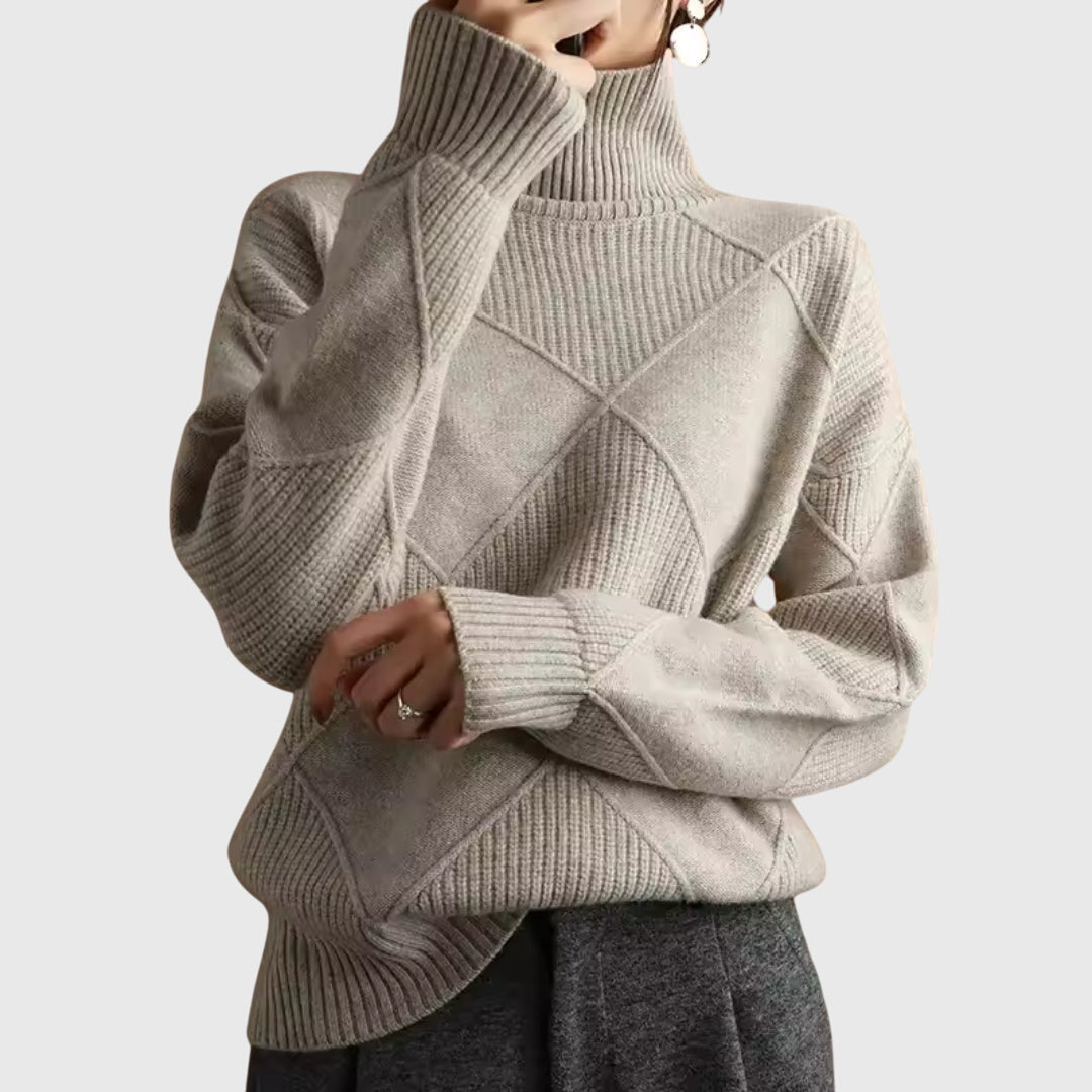 Angela | Modern Geometric Turtleneck Sweater
