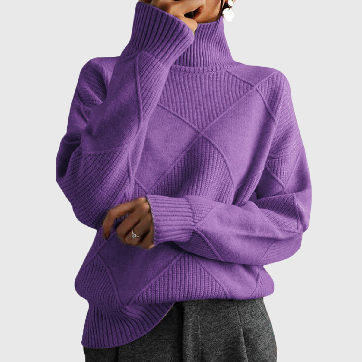 Angela | Modern Geometric Turtleneck Sweater