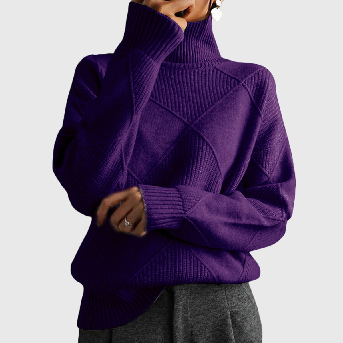 Angela | Modern Geometric Turtleneck Sweater
